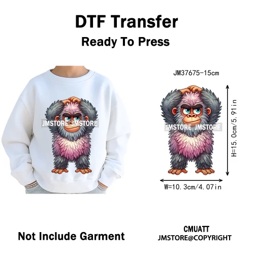15cm 5.9in Kid Cute Silly Baby Pet Animal Iron On DTF Heat Transfer Sticker For Clothes Vinyl Thermal Washable T-Shirts Decals