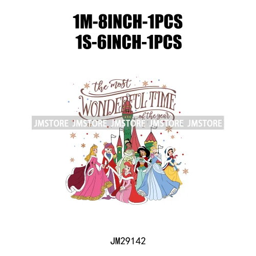 Cartoon Princess Jolly Tis The Season Christmas Party Best Day Ever Iron On DTF Transfers Stickers Ready To Press For T-shirts