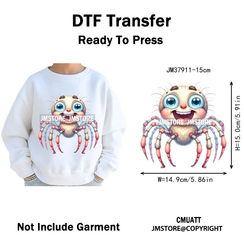 15cm 5.9in Funny Dog Cat Spider Fish Cartoon Animal Lover Kids Washable Iron on DTF Transfer Stickers Ready to Press for Clothes