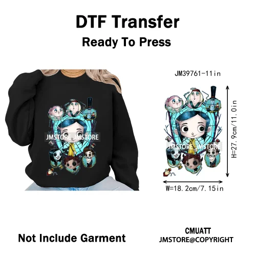 Scary Cartoon Halloween Horror Movies Trick Or Treat Logo Iron on DTF Washable Transfer Sticker Ready to Press for T-shirts Bags