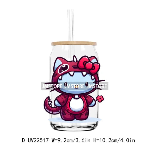 High Quality Costume Cartoon Blue Cat UV DTF Transfers Stickers Decals For Libbey Cold Cups Mugs Tumbler Waterproof DIY Craft