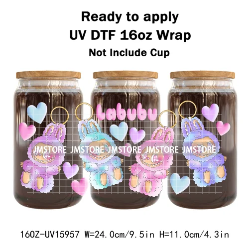 Cute Monster Doll Mexican Food Snacks UV DTF Wraps Transfer Stickers Waterproof High Quality For 16OZ Libbey Glass Can Tumbler
