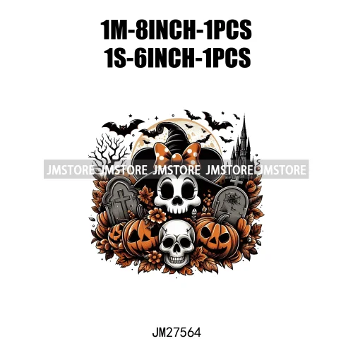 Cartoon Halloween Spooky Season Pumpkin Rip Gravestone Skull DTF Iron On Transfers Stickers Printing Ready To Press For Clothing