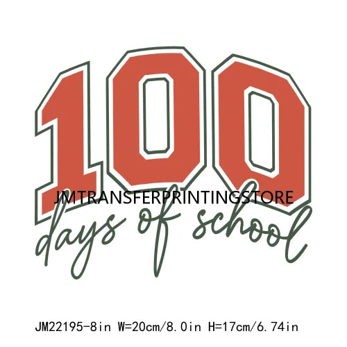 Washable Faux Glitter In My 100 Days Of School Era Back To School DTF Transfer Printing Stickers Ready To Press For T-shirts Bag