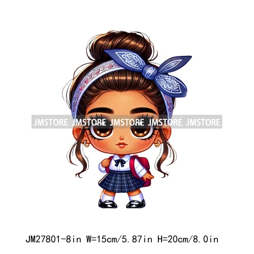 Cute Back To School Latina Baby Princess Chicana Hispanic Girls Designs DTF Iron On Transfer Stickers Ready To Press For Hoodies