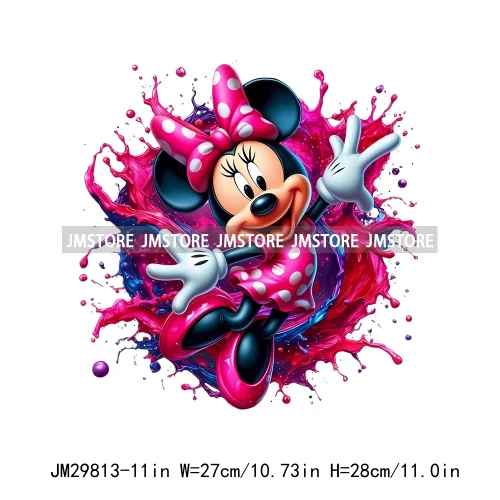 Colorful Splashing Cartoon Characters Friends Printing Iron On DTF Transfers Stickers Ready To Press For Sweatshirt Bags