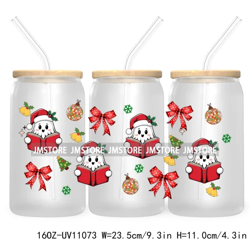 Gingerbread Christmas Coffee Latte UV DTF Cup Wrap For Libbey Glass Can Transfer Stickers Waterproof Custom Book Ghost Christmas