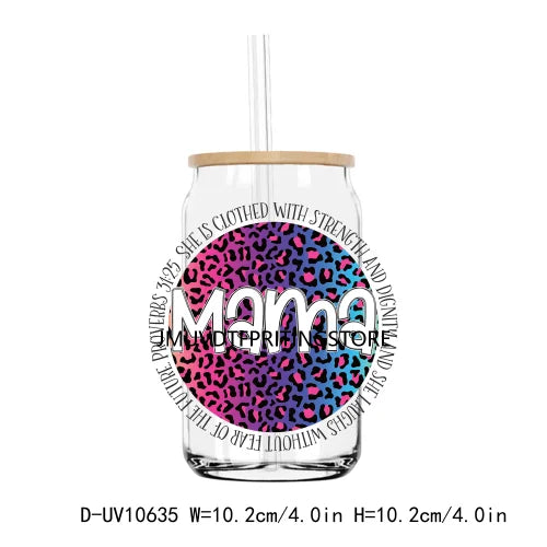 Mama Circle Leopard UV DTF Transfers Stickers Decals For Libbey Cold Cups Mugs Tumbler Waterproof DIY Craft Funny Mom