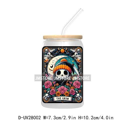 Cute Ghost Tarot Card Halloween UV DTF Transfer Stickers Decals For Libbey Cold Cups Mugs Tumbler Waterproof Craft Spooky Vibes