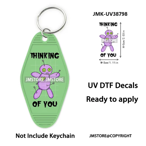 Fall Halloween Quotes Spooky Boo UV DTF Motel Keychain Decal Ready To Ship Durable Transfer Stickers Prints For Hotel Keychain