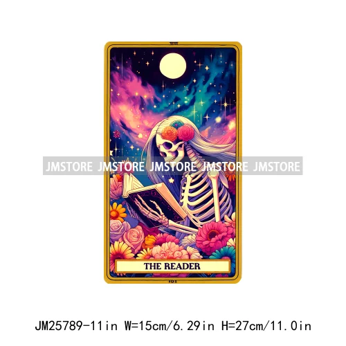 Colorful Plant Lady Stoner Skeleton Funny Drama Queen Mood Nurse Tarot Card DTF Iron On Heat Press Transfer Stickers For Clothes