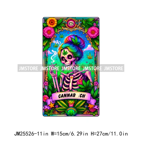 Skeleton La Maestra Chingona Smoke Women Lovers Tarot Card Printing DTF Iron On Transfer Stickers Ready To Press For Clothes Bag