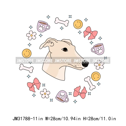 Cute Love Pet Dog Pink Coquette Bow Coffee Skull Animal Lover Iron On DTF Heat Transfer Stickers Ready To Press For Clothes Bags