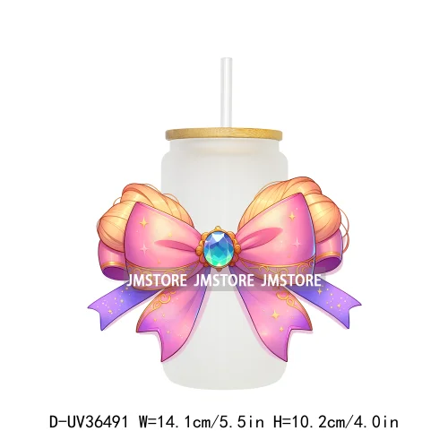 Princess Coquette Bow Cartoon Magical Kingdom UV Sticker Decals For Libbey Cold Cups Mugs Tumbler Waterproof Transfer Stickers