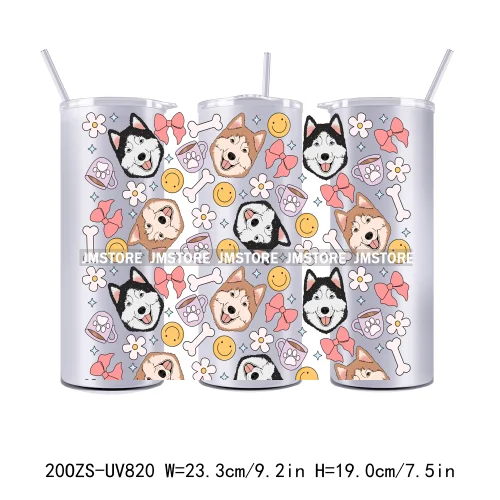 Coquette Puppy Dog Mom Cat Lover Pets 20OZ Skinny Tumbler Wrap UV DTF Transfer Stickers Personalized Labels For Straight Tumbler