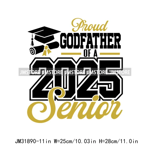 High School Graduation Proud Mom Of Senior 2025 Letters Iron On DTF Heat Transfers Stickers Ready To Press For T-shirts Bags