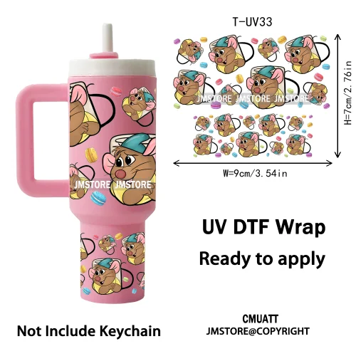 Trendy Cartoon Movies UV DTF Mini Tumbler Keychain Wraps Ready To Press High Quality Wraps UV Stickers for Tumbler Keychain