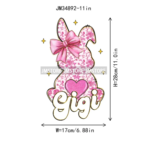 Happy Easter Day Cute Coquette Girl Kids Carrot Floral Bunny Eggs Iron On DTF Heat Transfers Stickers Ready To Press For Hoodies