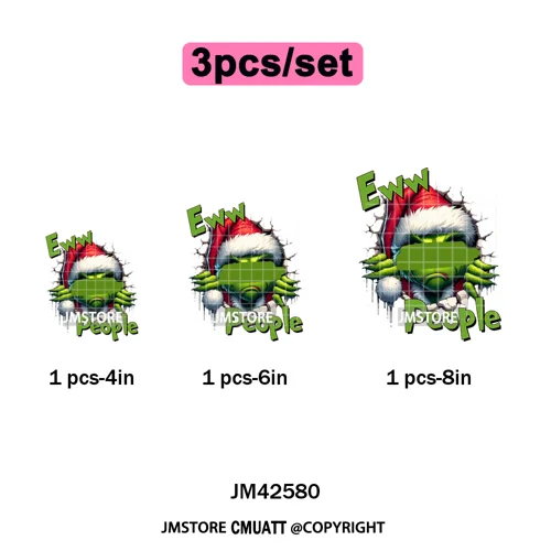 Cute Cartoon Character Coffee Cup Coquette Candy Merry Christmas Iron on DTF Heat Transfers Stickers Ready to Press for Hoodies