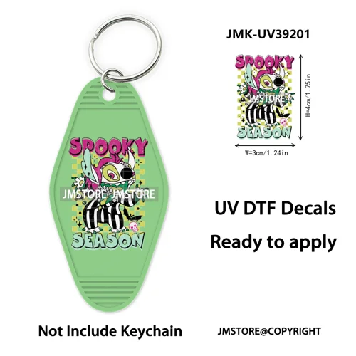 Horror Pumpkin Halloween Cartoon UV DTF Motel Keychain Decal Ready To Ship Durable Transfer Stickers Prints For Hotel Keychain