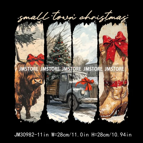 Howdy Christmas Cheer Vibes Coquette Western Country Cowgirl Boots Iron On DTF Transfer Stickers Ready To Press For Clothes Bags