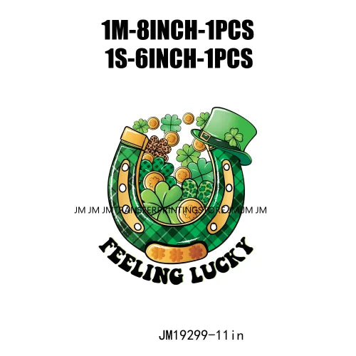 DIY Peace Love Luck Happy St Patrick's Day Design Printing Feeling Lucky Green Shamrocks DTF Transfer Stickers For Clothing