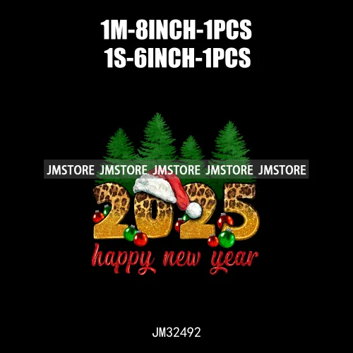 New Goodbye 2024 Hello New Year 2025 Merry Christmas 2024 Xmas Iron On DTF Transfers Stickers Ready To Press For Hoodies Bags