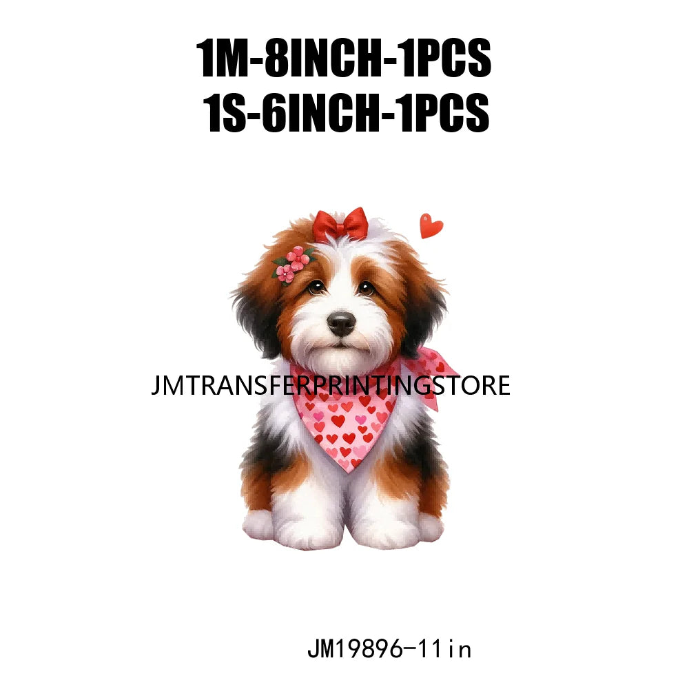 Puppy Valentine's Day Animal Love Cute Dog Heat Press Iron On DTF Heat Transfers Stickers Ready To Press For Shirts