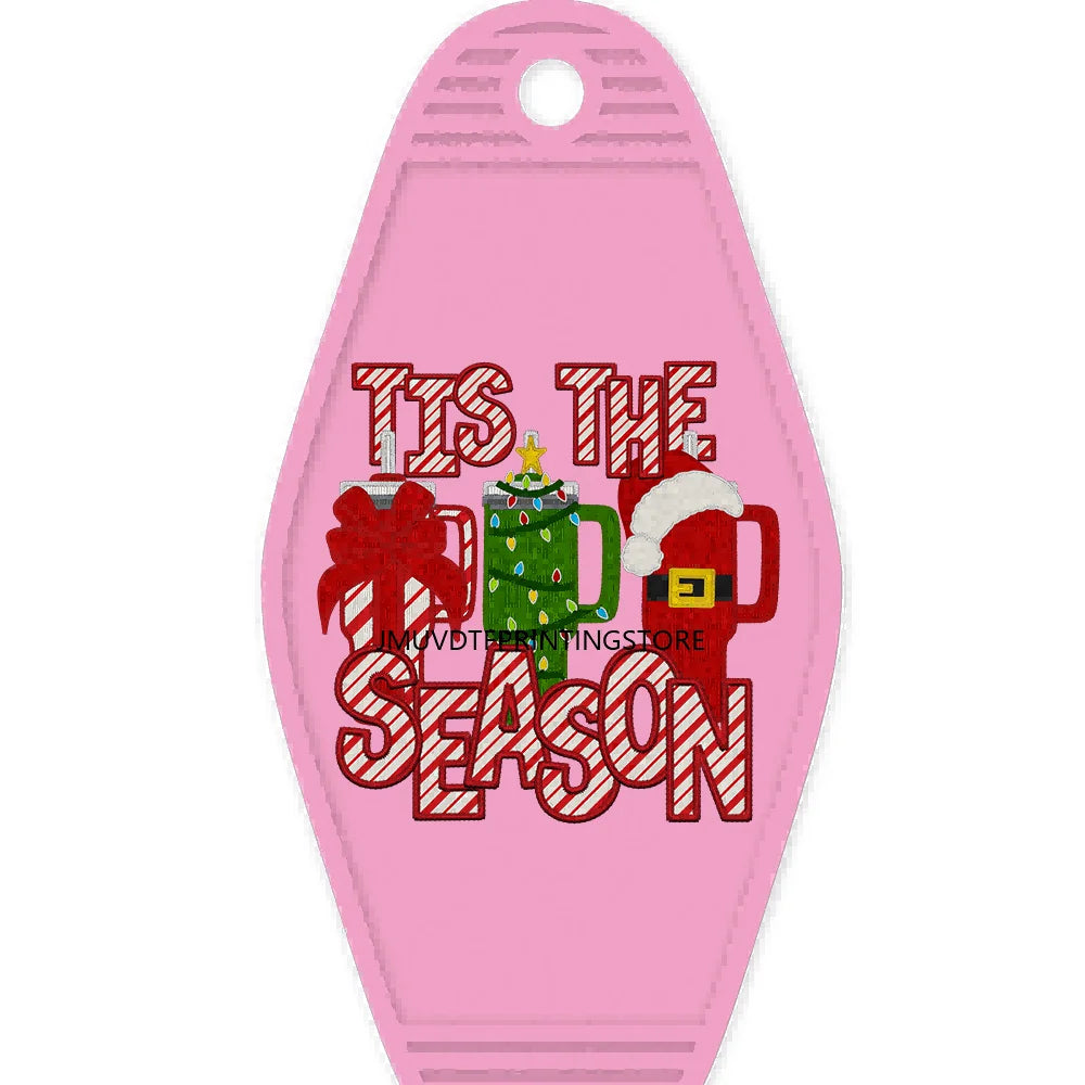 Faux Sparkling Glitter Feeling Frosty High Quality WaterProof UV DTF Sticker For Motel Hotel Keychain Peppermint Season