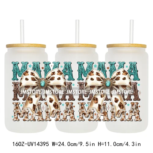 Retro Mama Coquette Bow UV DTF Stickers Ready to Transfer Cup Wrap Custom Labels DIY Craft For Libbey Can Glass Tumblers Mugs