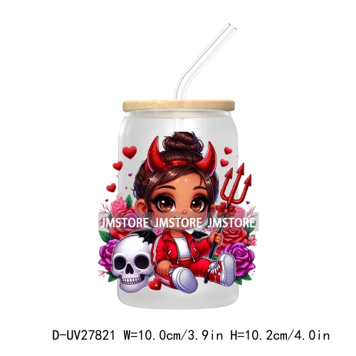 Halloween Latina Hispanic Girl UV DTF Transfer Stickers Decals For Libbey Cold Cup Mug Tumbler Waterproof Craft Sugar Skull Rose