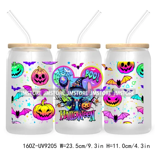 Boo Halloween Cartoon 16OZ UV DTF Cup Wrap Transfer Stickers Custom Labels Durable Waterproof For Libbey Glass Can Fall Pumpkin