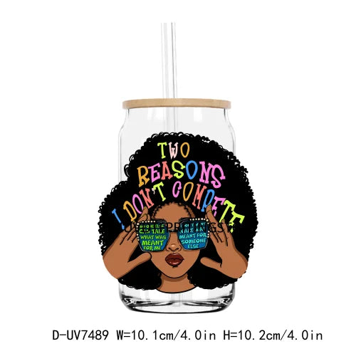 African American Black Women UV DTF Transfers Stickers Decals For Libbey Cold Cups Mugs Tumbler Waterproof DIY Craft Afro Girls