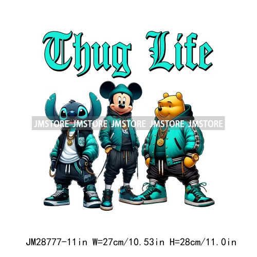 Thug Life Halloween Cartoon Character Scary Vibes Gangster Killer Decals Iron On DTF Transfer Sticker Ready To Press For Hoodies