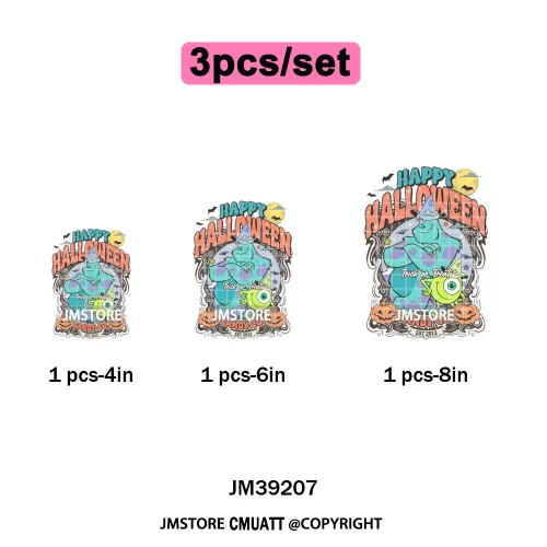 Cartoon Scary Monster Halloween Friends Season Printing Iron on DTF Washable Heat Transfers Stickers Ready to Press for Textile