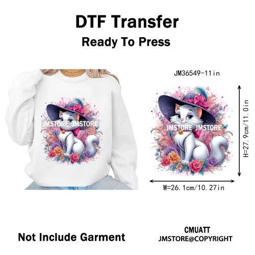 Trendy Flower Cat Bee Animal Lover Cute Princess Designs Iron on DTF Washable Transfers Stickers Ready to Press for T-shirts