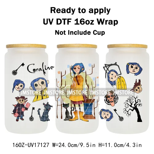 Coquette Bow Movie Eyes Buttons 16OZ UV DTF Cup Wraps Ready To Apply Waterproof Transfer Stickers For Libbey Glass Can Tumbler