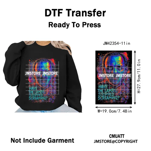 Retro Scary Horror Movie Halloween Costumes Spooky Season Iron on DTF Washable Transfers Stickers Ready to Press for Clothes Bag