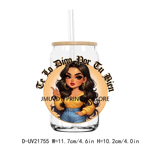 Chicano Latina Mexican Mama Daughter Son UV DTF Transfers Stickers Decals For Libbey Cold Cups Mugs Tumbler Waterproof DIY Logo