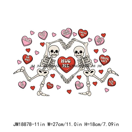 Hot All You Need Is Love Clouds Of Love Rose And Red Inside I'm Dead Skeleton Happy Valentines DTF Transfer Stickers For Clothes