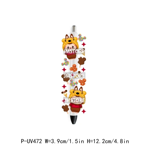 Cute Cartoon Monsters Character Kids UV DTF Pen Wraps Ready To Apply Transfer Stickers Waterproof Prints Durable Custom Labels