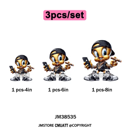 Cool Hip Hop Cartoon Animal Characters Streetwear Thug Life Iron on DTF Washable Transfers Stickers Ready to Press for Clothes