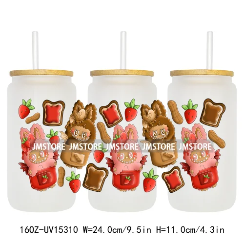Coquette Bow Kids Cartoon Doll Characters UV DTF Cup Wraps Ready To Apply Waterproof Transfer Stickers For 16OZ Libbey Glass Can