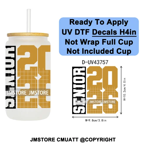 My Last First Day Senior 2026 UV DTF Cup Decals Ready To Apply Transfer Stickers Durable Custom Labels For Libbey Glass Can Mug