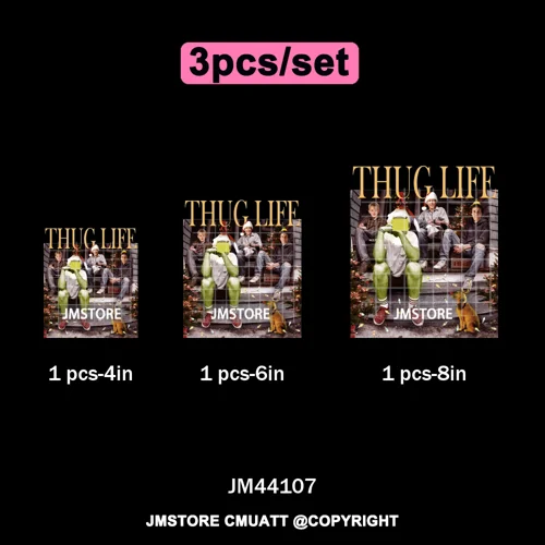 Thug Life Cartoon Movie Xmas Friends Christmas Thief Iron on Washable DTF Transfers Stickers Ready to Press for T-shirts Bags