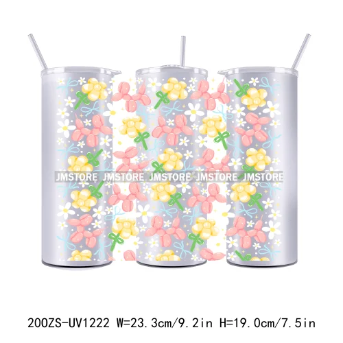 Coquette Bow Flowers Book Lover UV DTF Tumbler Wraps Durable Ready To Apply Transfer Stickers For 20OZ Straight Skinny Tumblers