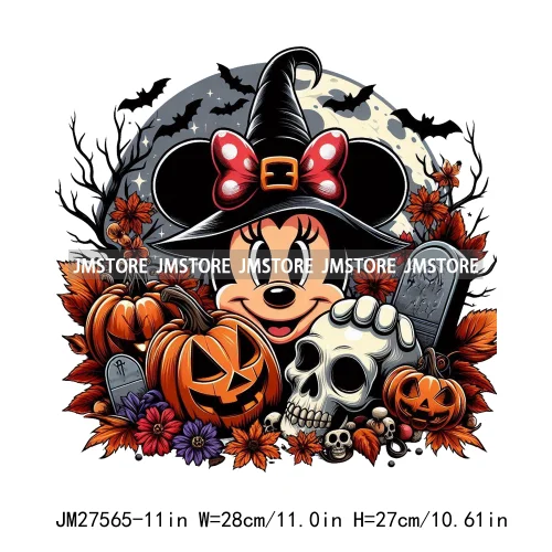 Cartoon Halloween Spooky Season Pumpkin Rip Gravestone Skull DTF Iron On Transfers Stickers Printing Ready To Press For Clothing