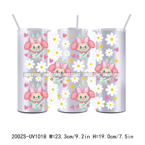 Cute Monster Doll Cartoon Character 20OZ Skinny Tumbler Wrap Ready To Apply UV DTF Transfer Stickers Durable Prints For Tumbler