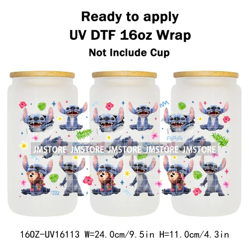 Trendy Movie Cartoon Character Bow 16OZ UV DTF Cup Wrap Ready To Apply Waterproof Transfer Sticker For Libbey Glass Can Tumbler