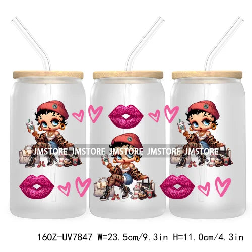 Cartoon Baby Princess Best Friends 16OZ UV DTF Cup Wrap Transfers Stickers For Libbey Glass Can Cups Tumbler Waterproof Labels